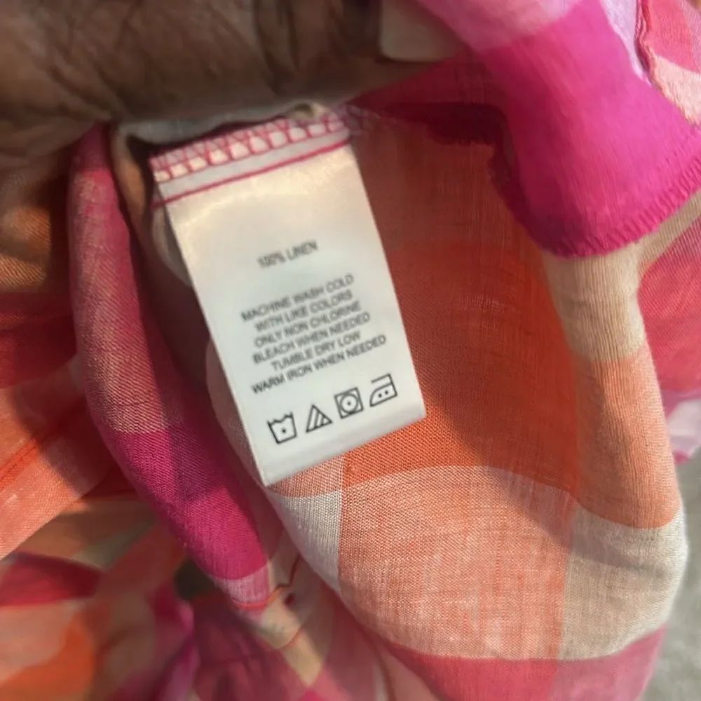 Foxcroft Linen Checkered Top 4 - Picture 6 of 7